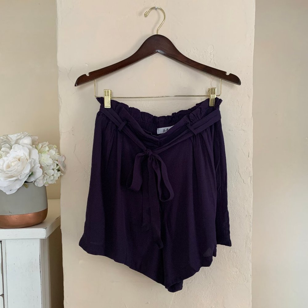 Shellsea High Waisted Front Tie Blue Shorts - Picture 2 of 6